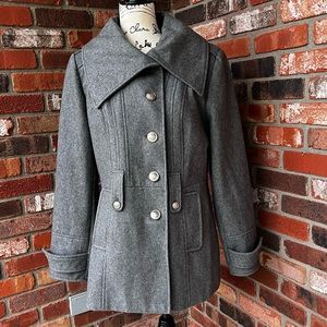LAUNDRY SHELLI SEGAL GRAY WOOL PEA COAT SIZE MEDIUM